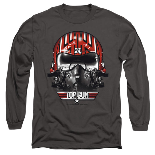 TOP GUN : GOOSE HELMET L\S ADULT T SHIRT 18\1 CHARCOAL 3X