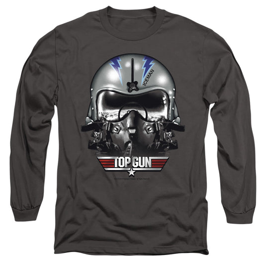 TOP GUN : ICEMAN HELMET L\S ADULT T SHIRT 18\1 CHARCOAL 2X