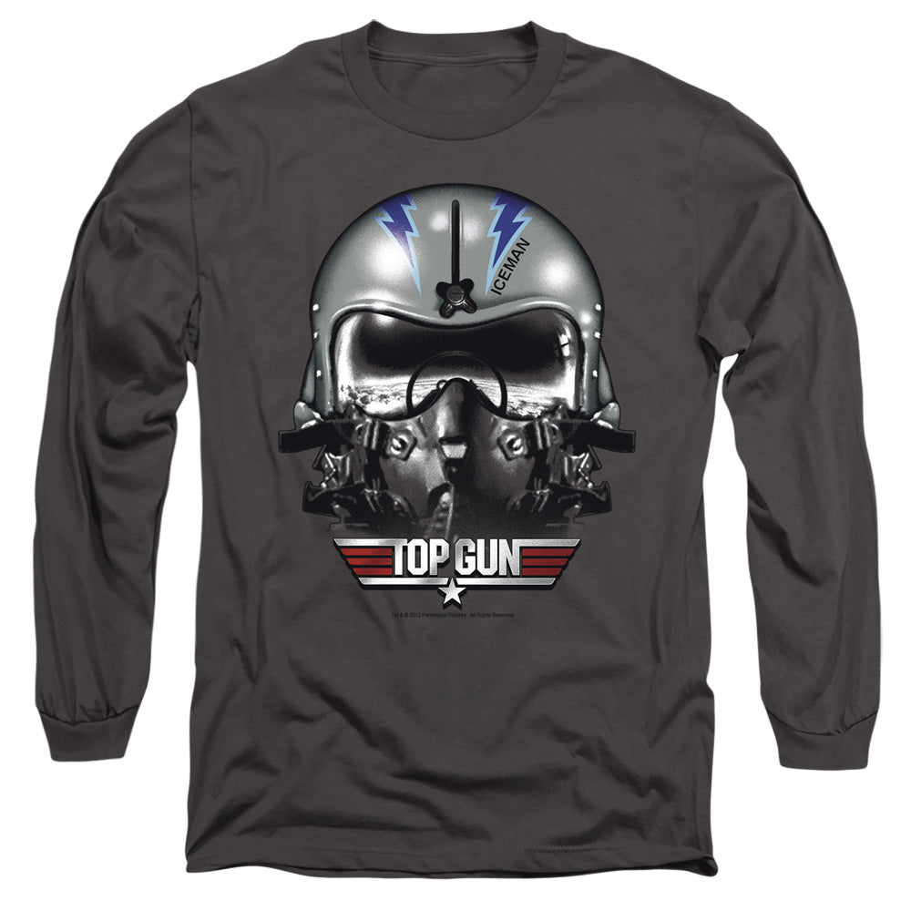 TOP GUN : ICEMAN HELMET L\S ADULT T SHIRT 18\1 CHARCOAL LG