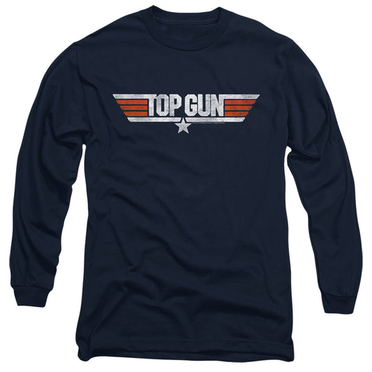 TOP GUN : DISTRESSED LOGO L\S ADULT T SHIRT 18\1 NAVY XL