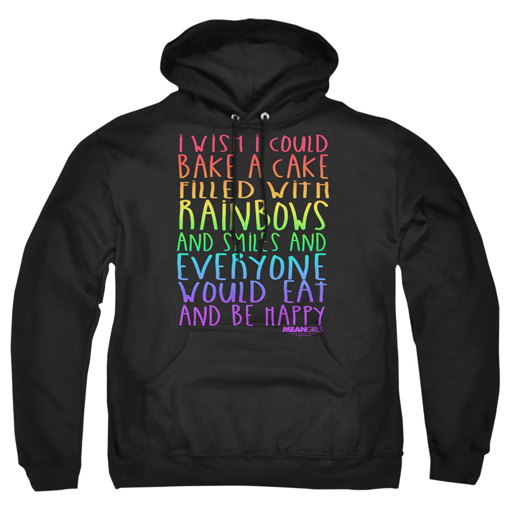 MEAN GIRLS : RAINBOWS AND CAKE ADULT PULL OVER HOODIE Black 2X