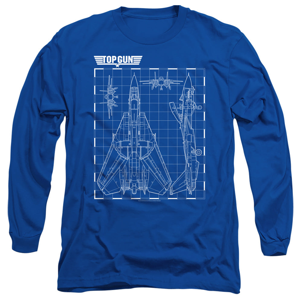 TOP GUN : SCHEMATIC L\S ADULT T SHIRT 18\1 Royal Blue 2X