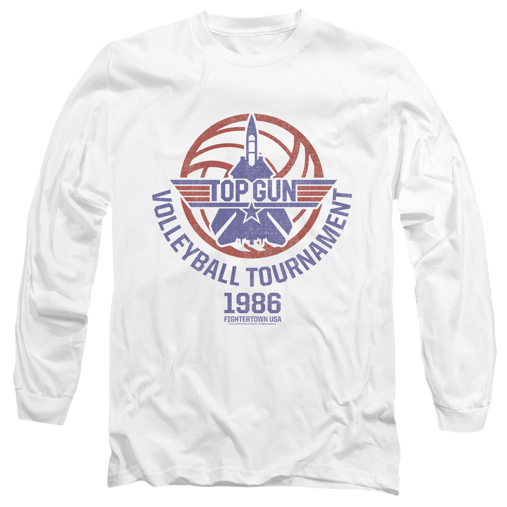 TOP GUN : VOLLEYBALL TOURNAMENT L\S ADULT T SHIRT 18\1 White 2X