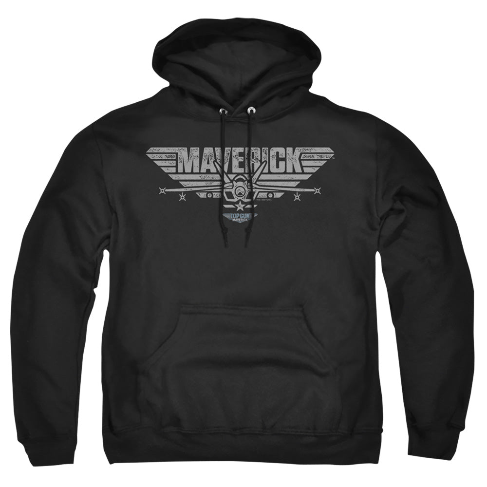 TOP GUN : MAVERICK : MAVERICK PLANE LOGO ADULT PULL OVER HOODIE Black 2X