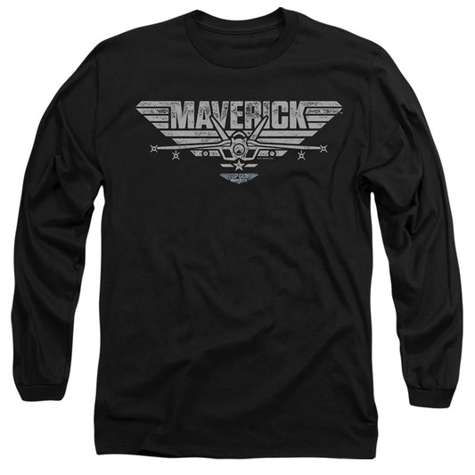 TOP GUN : MAVERICK : MAVERICK PLANE LOGO L\S ADULT T SHIRT 18\1 Black 2X