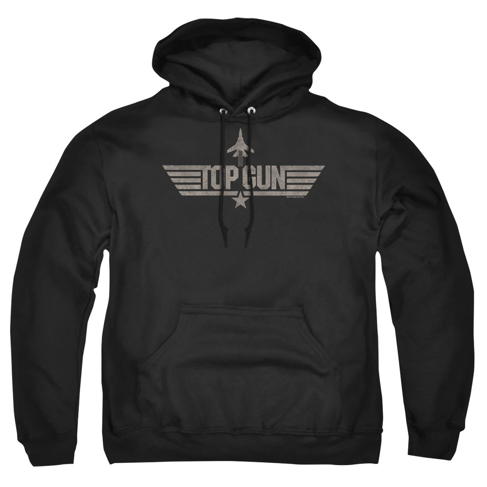 TOP GUN : MONOTONED LOGO ADULT PULL OVER HOODIE Black 2X