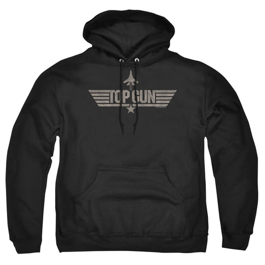 TOP GUN : MONOTONED LOGO ADULT PULL OVER HOODIE Black MD