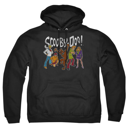 SCOOBY DOO : SCOOBY DOO GANG ADULT PULL OVER HOODIE Black 2X