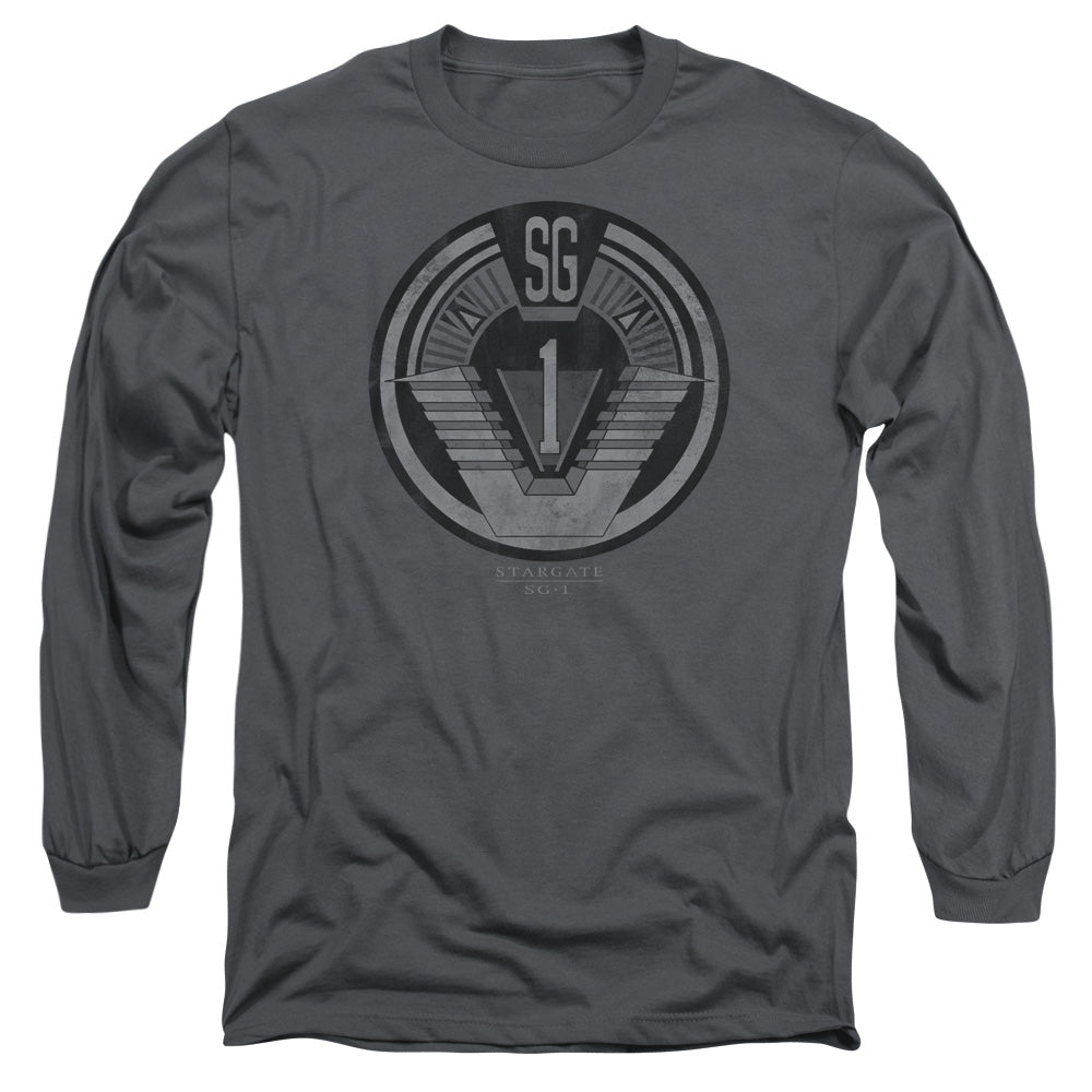 STARGATE SG1 : TEAM BADGE L\S ADULT T SHIRT 18\1 CHARCOAL 2X