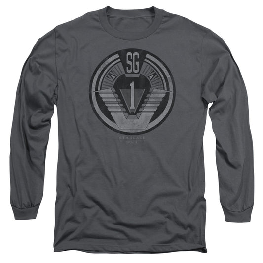 STARGATE SG1 : TEAM BADGE L\S ADULT T SHIRT 18\1 CHARCOAL LG