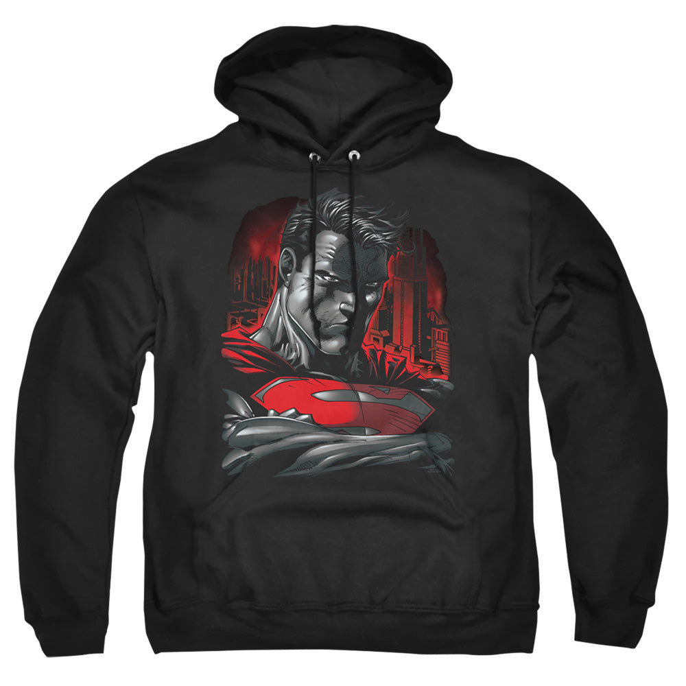 SUPERMAN : MAN OF STEEL ADULT PULL OVER HOODIE Black 2X