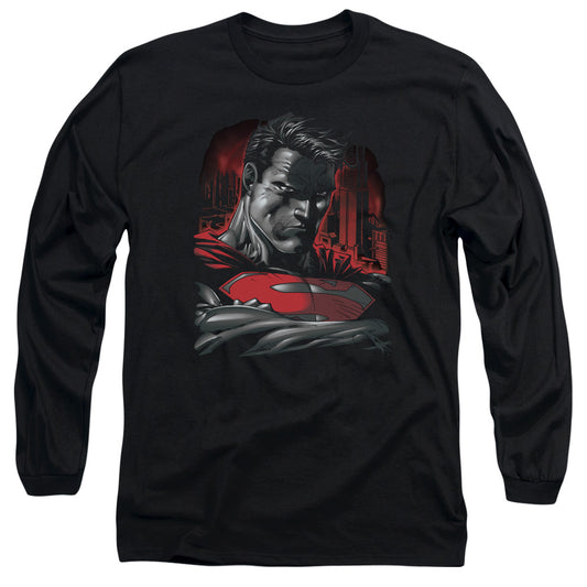 SUPERMAN : MAN OF STEEL L\S ADULT T SHIRT 18\1 BLACK 2X