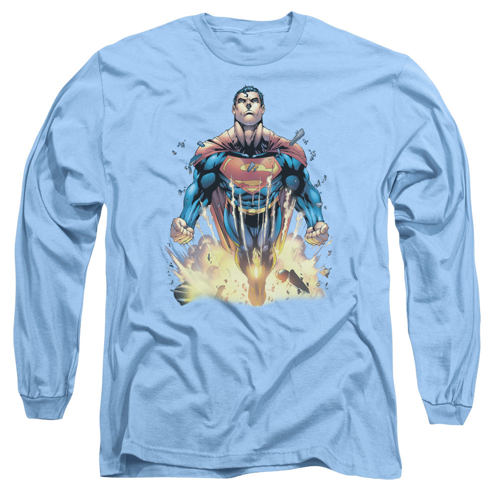 SUPERMAN : #224 COVER L\S ADULT T SHIRT 18\1 CAROLINA BLUE SM