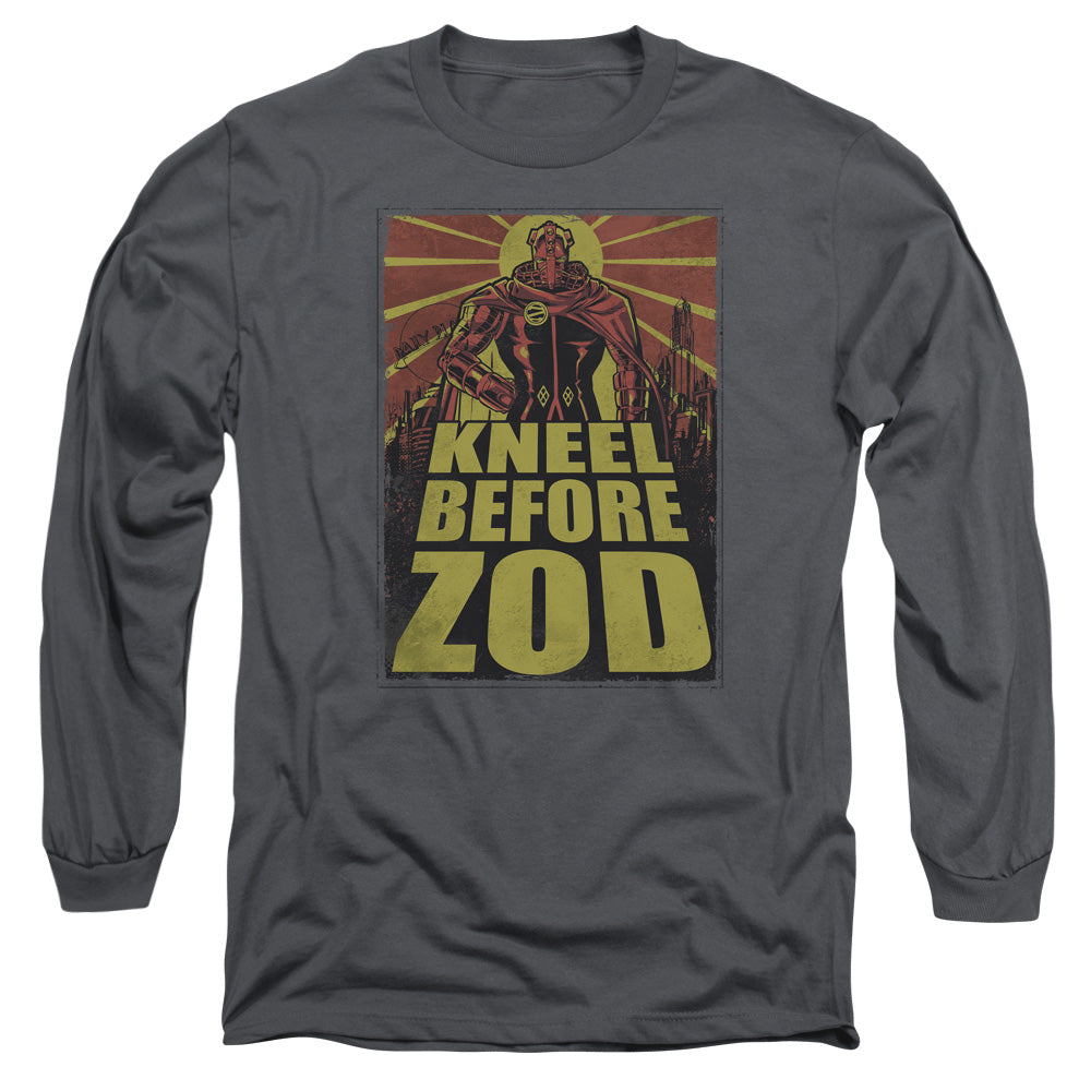 SUPERMAN : ZOD POSTER L\S ADULT T SHIRT 18\1 CHARCOAL MD