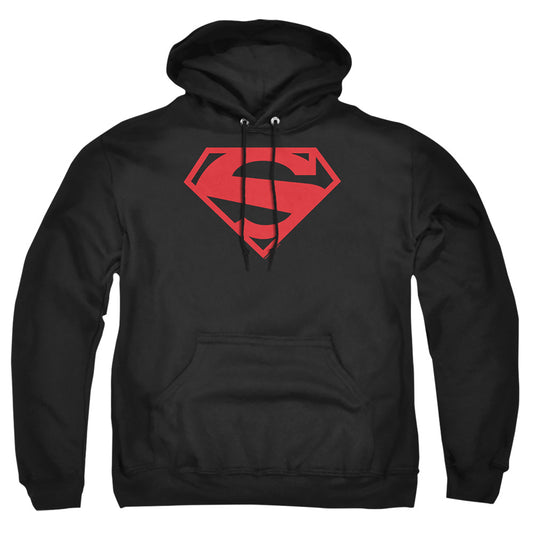 SUPERMAN : 52 RED BLOCK ADULT PULL OVER HOODIE Black MD