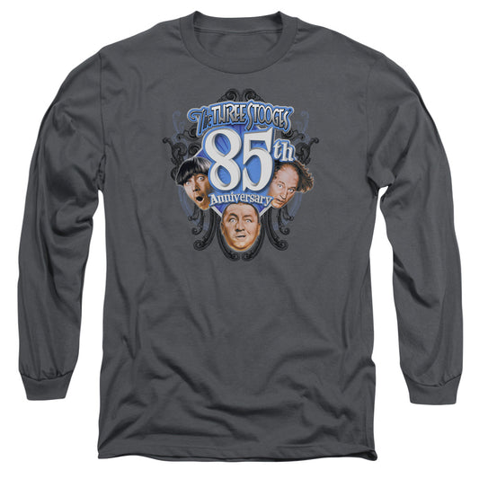 THREE STOOGES : 85TH ANNIVERSARY 2 L\S ADULT T SHIRT 18\1 CHARCOAL 2X