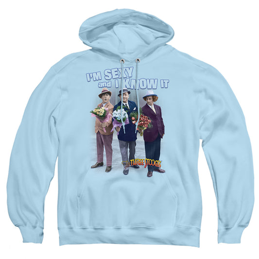 THREE STOOGES : SEXY ADULT PULL OVER HOODIE LIGHT BLUE SM