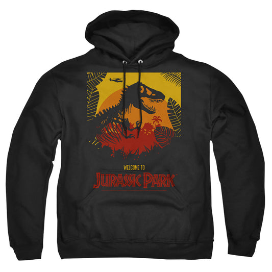 JURASSIC PARK : WELCOME TO JURASSIC PARK ADULT PULL OVER HOODIE Black 2X