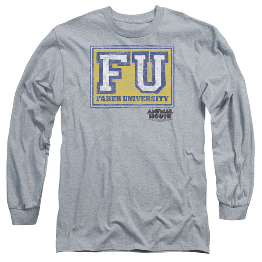ANIMAL HOUSE : FABER UNIVERSITY L\S ADULT T SHIRT 18\1 ATHLETIC HEATHER MD