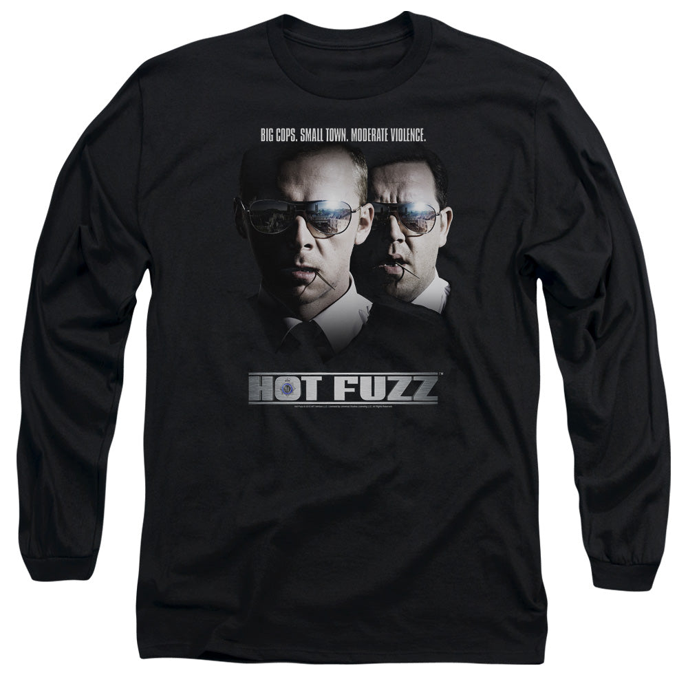 HOT FUZZ : BIG COPS L\S ADULT T SHIRT 18\1 BLACK SM