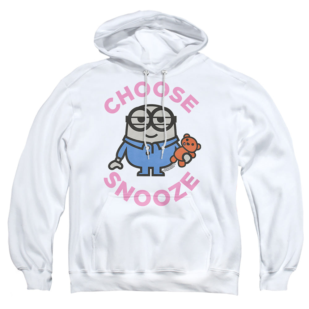 MINIONS : CHOOSE SNOOZE ADULT PULL OVER HOODIE White LG