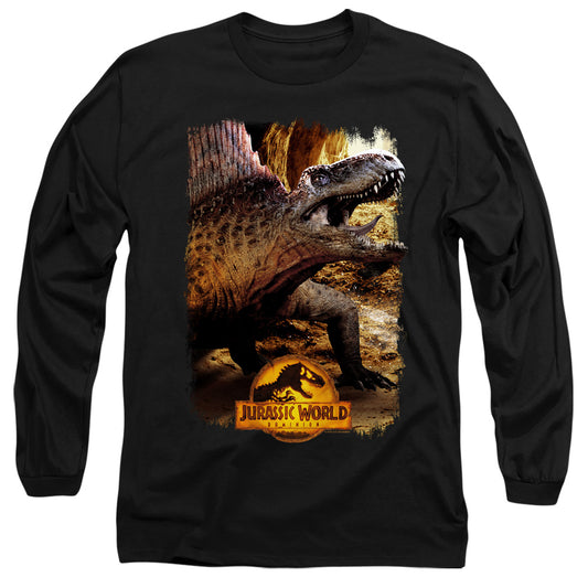 JURASSIC WORLD : DIMETRODON BEAUTY SHOT L\S ADULT T SHIRT 18\1 Black 2X