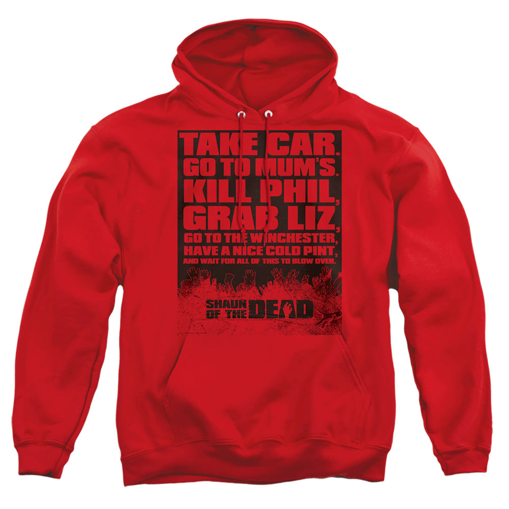 SHAUN OF THE DEAD : LIST ADULT PULL OVER HOODIE Red 2X