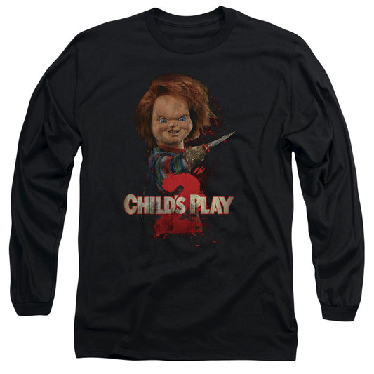 CHILD'S PLAY 2 : HERE'S CHUCKY L\S ADULT T SHIRT 18\1 BLACK LG