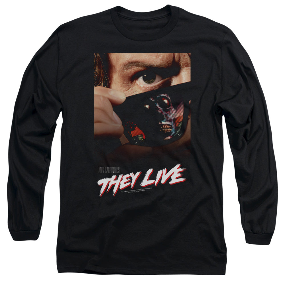 THEY LIVE : POSTER L\S ADULT T SHIRT 18\1 BLACK MD