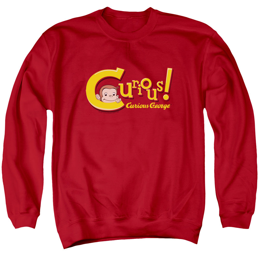 CURIOUS GEORGE : CURIOUS ADULT CREW NECK SWEATSHIRT RED 3X