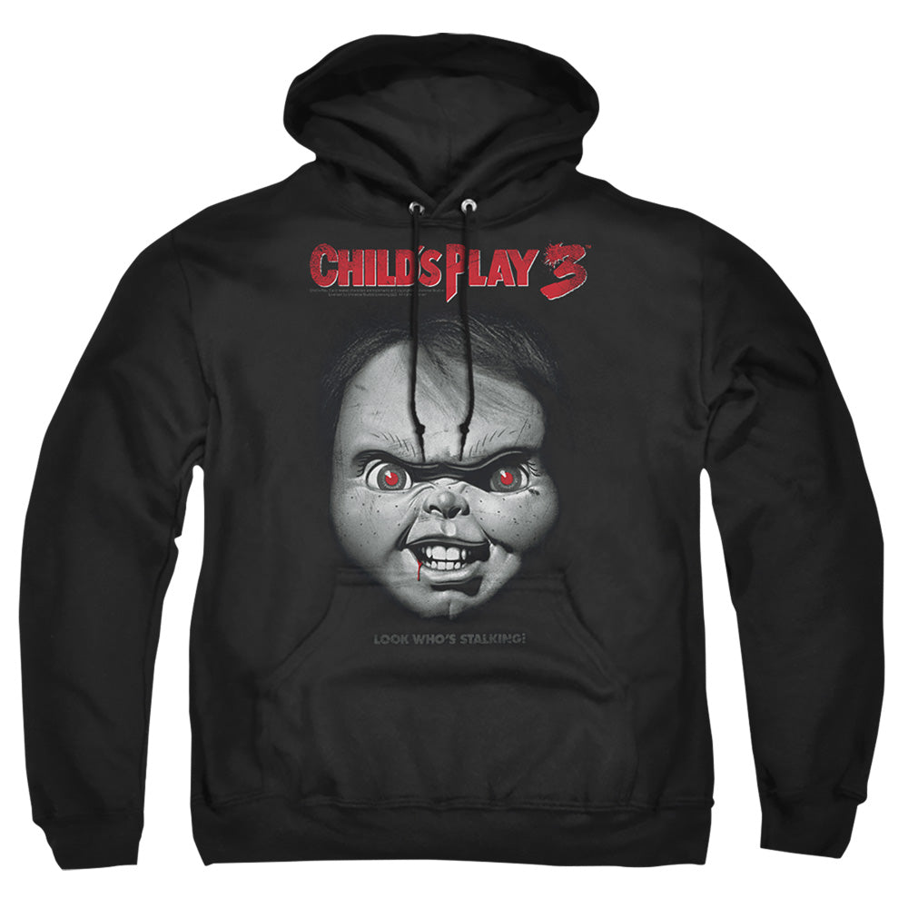 CHILD'S PLAY 3 : FACE POSTER ADULT PULL OVER HOODIE Black SM