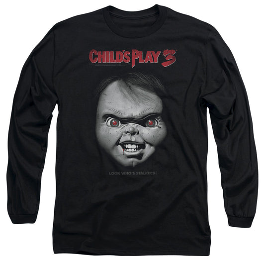 CHILD'S PLAY 3 : FACE POSTER L\S ADULT T SHIRT 18\1 Black 2X