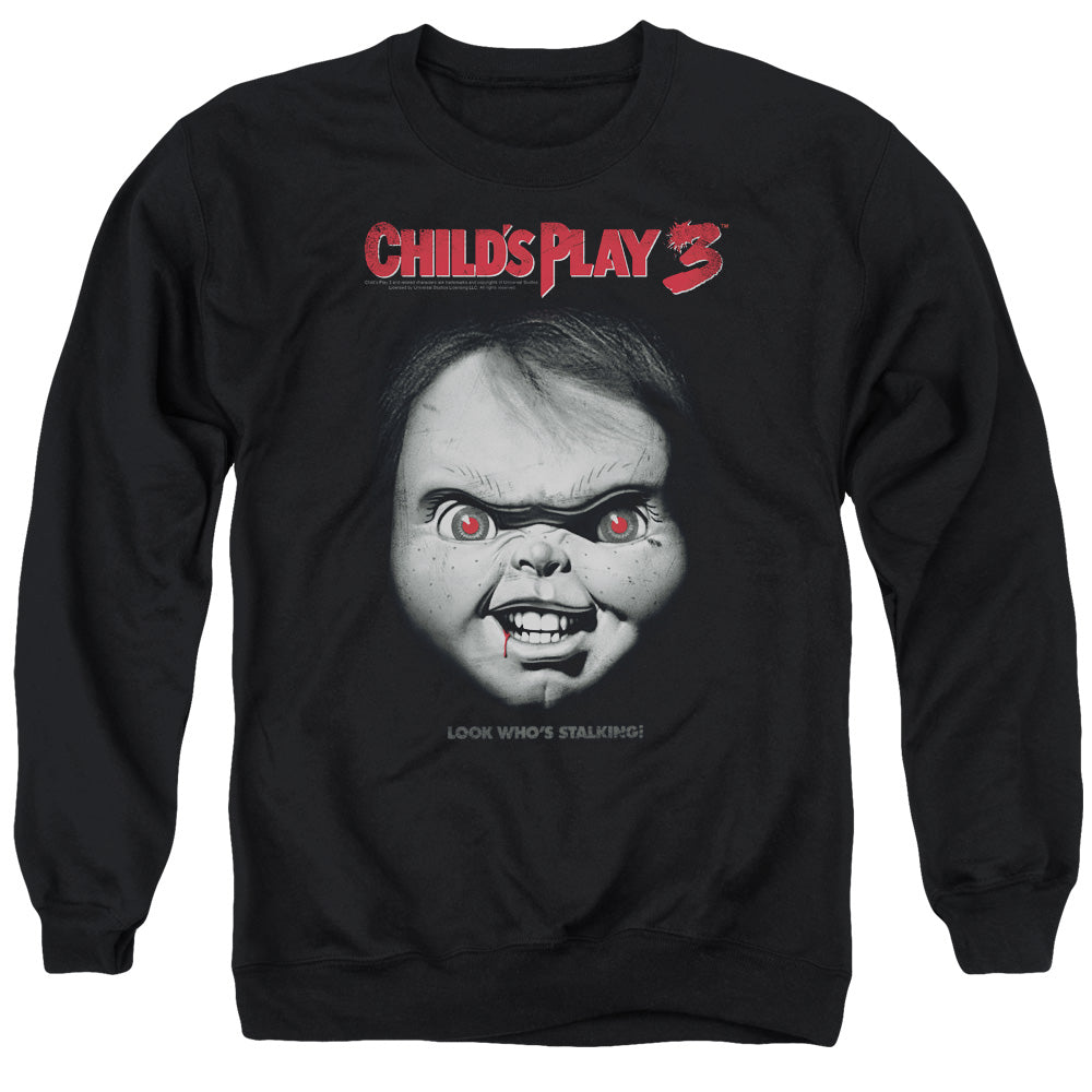 CHILD'S PLAY 3 : FACE POSTER ADULT CREW NECK SWEATSHIRT BLACK 2X