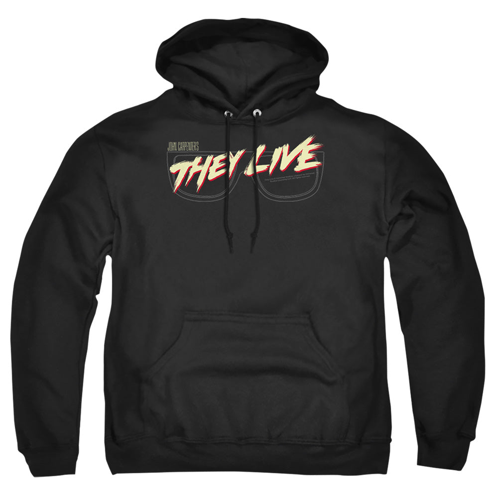 THEY LIVE : GLASSES LOGO ADULT PULL OVER HOODIE Black 2X