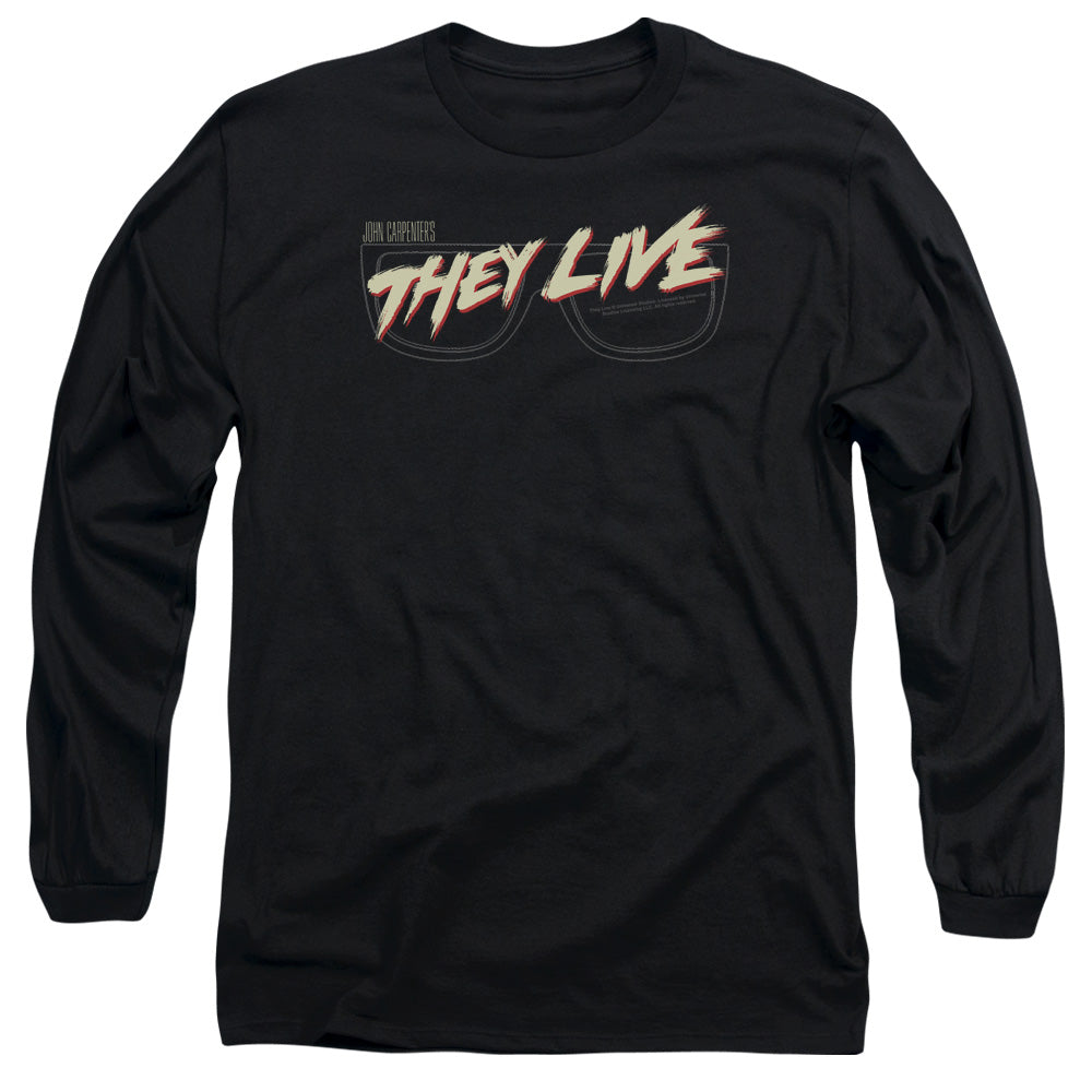 THEY LIVE : GLASSES LOGO L\S ADULT T SHIRT 18\1 Black XL