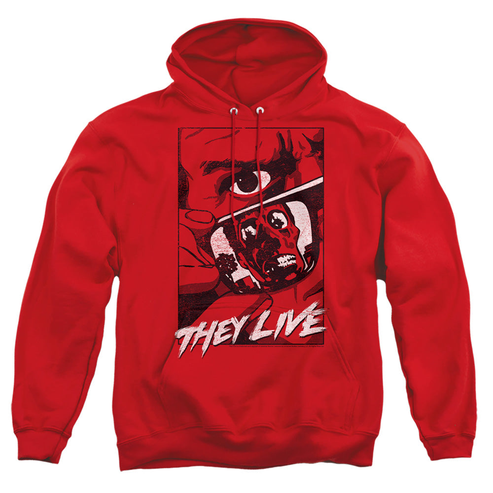 THEY LIVE : GRAPHIC POSTER ADULT PULL OVER HOODIE Red 2X