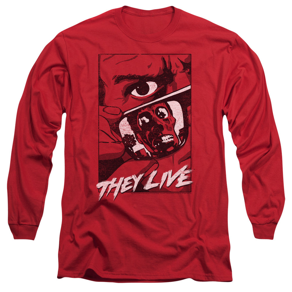 THEY LIVE : GRAPHIC POSTER L\S ADULT T SHIRT 18\1 Red 2X