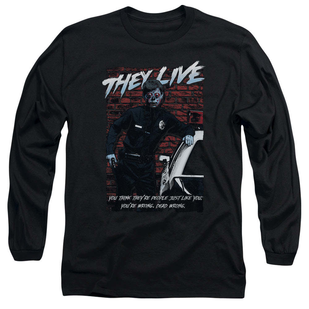 THEY LIVE : DEAD WRONG L\S ADULT T SHIRT 18\1 Black MD