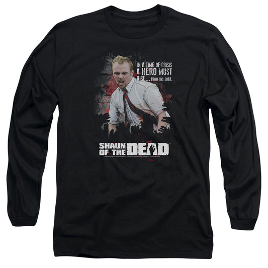 SHAUN OF THE DEAD : HERO MUST RISE L\S ADULT T SHIRT 18\1 Black LG