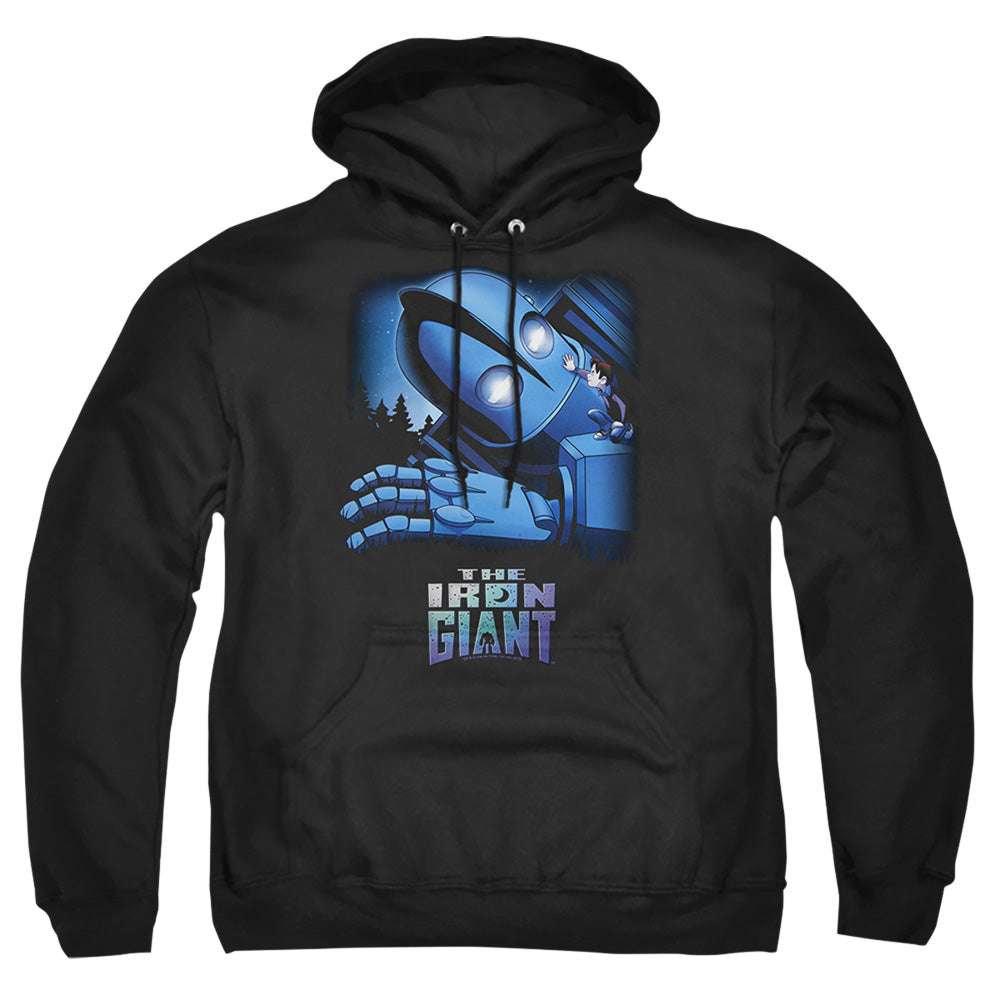 IRON GIANT : GIANT AND HOGARTH ADULT PULL OVER HOODIE Black XL