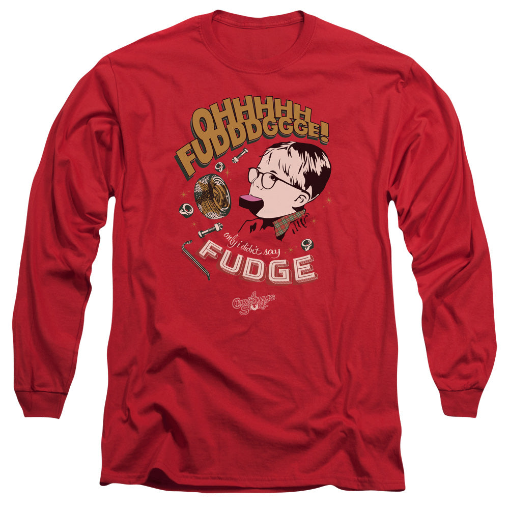 A CHRISTMAS STORY : FUDGE L\S ADULT T SHIRT 18\1 Red XL