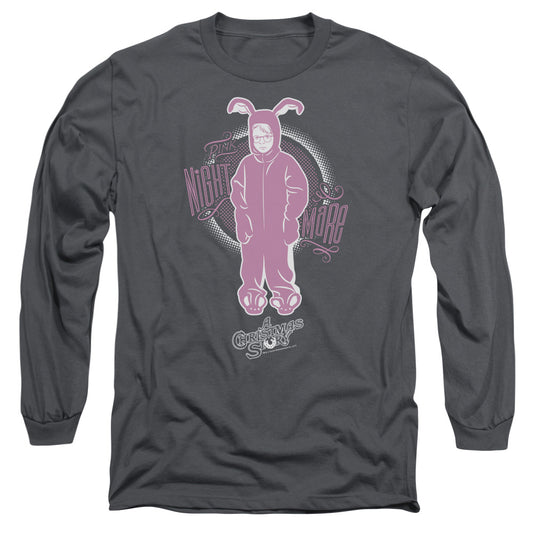 A CHRISTMAS STORY : PINK NIGHTMARE L\S ADULT T SHIRT 18\1 CHARCOAL 3X