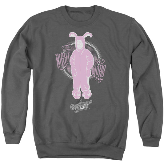 A CHRISTMAS STORY : PINK NIGHTMARE ADULT CREW SWEAT Charcoal SM