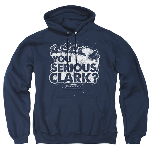 CHRISTMAS VACATION : YOU SERIOUS CLARK ADULT PULL OVER HOODIE Navy LG