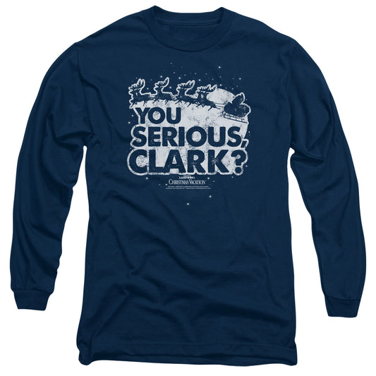 CHRISTMAS VACATION : YOU SERIOUS CLARK L\S ADULT T SHIRT 18\1 Navy LG