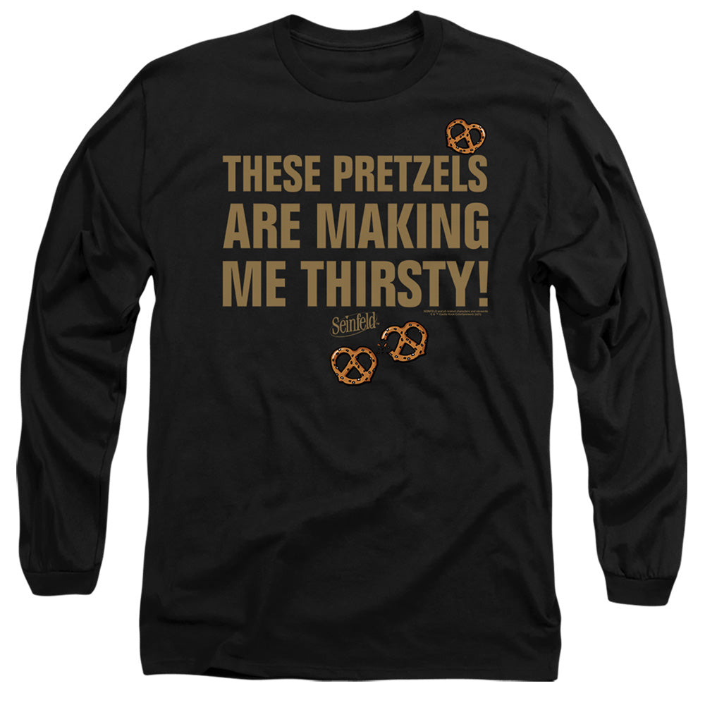 SEINFELD : PRETZELS THIRSTY L\S ADULT T SHIRT 18\1 Black 2X