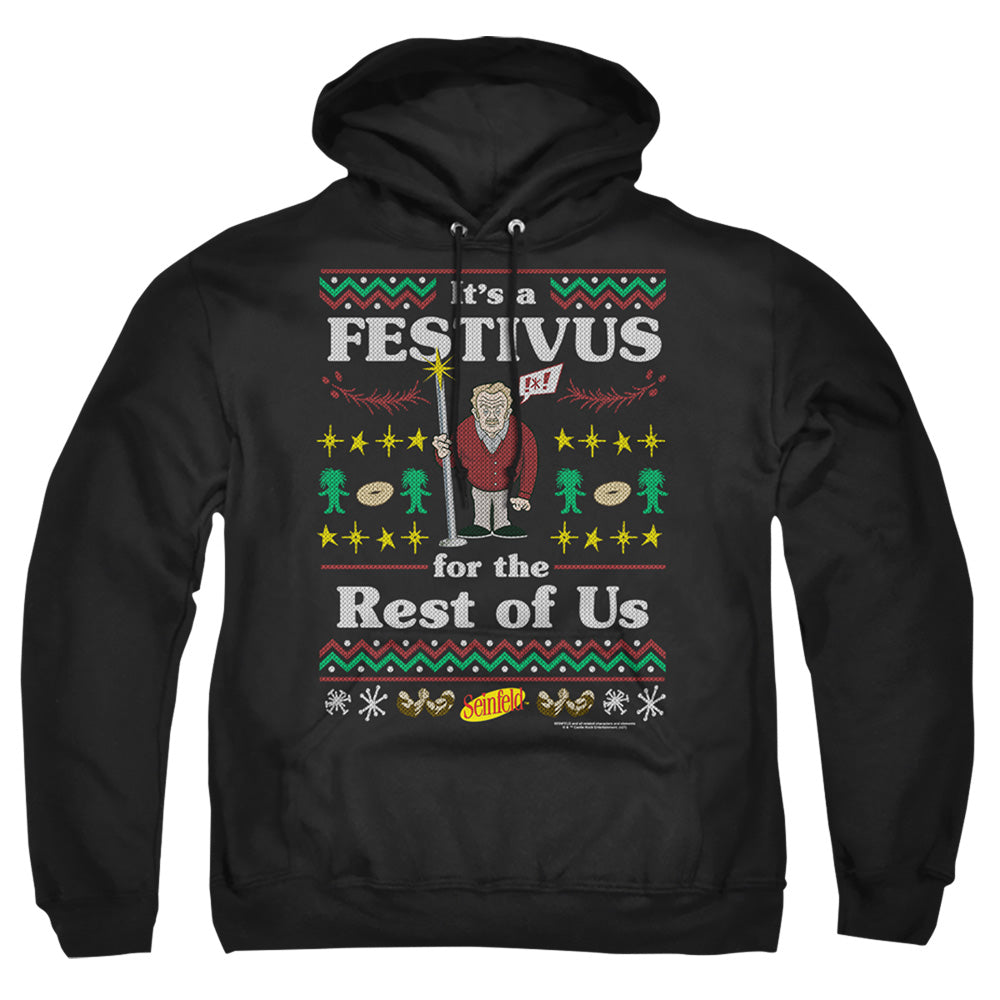 SEINFELD : FESTIVE FESTIVUS ADULT PULL OVER HOODIE Black 2X