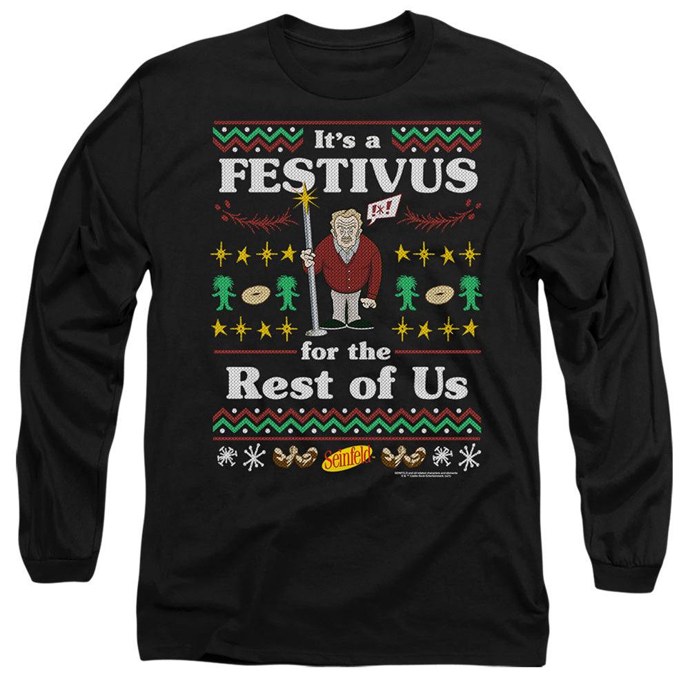 SEINFELD : FESTIVE FESTIVUS L\S ADULT T SHIRT 18\1 Black 2X