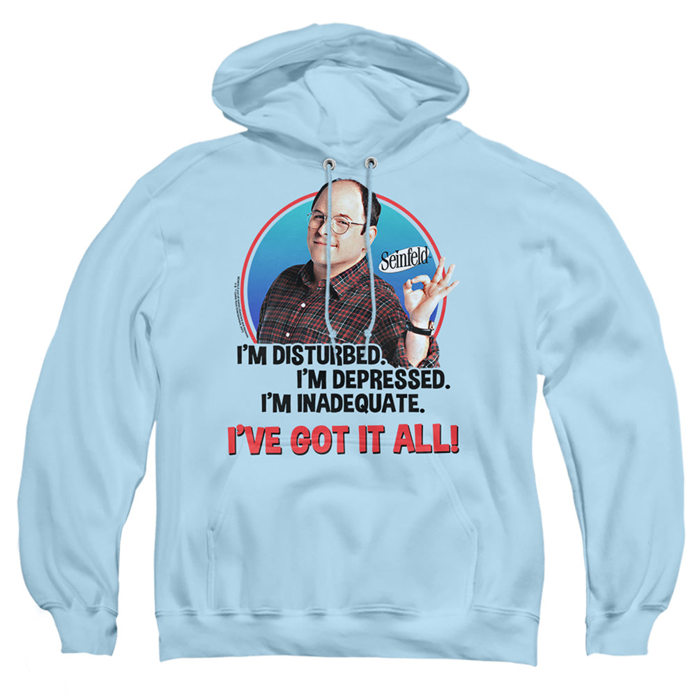 SEINFELD : GEORGE ALL ADULT PULL OVER HOODIE Light Blue 2X