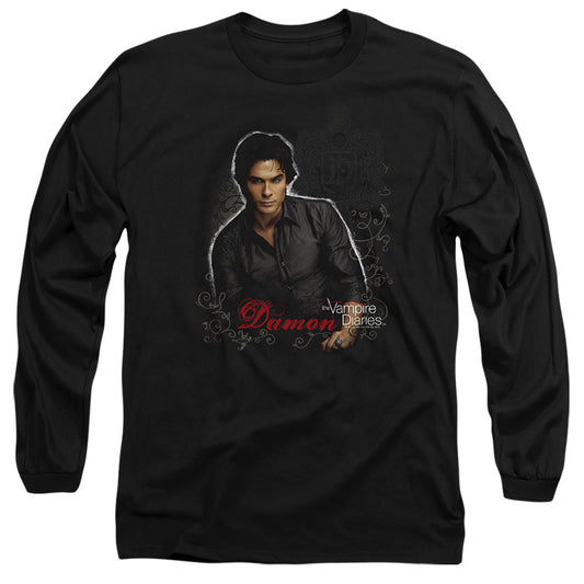 VAMPIRE DIARIES : DAMON L\S ADULT T SHIRT 18\1 BLACK 2X